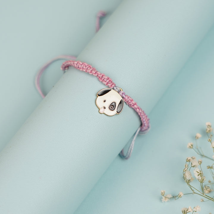 Handmade Doggo Design Metal Rakhi For Brother - Close-up on Bracelet Charm