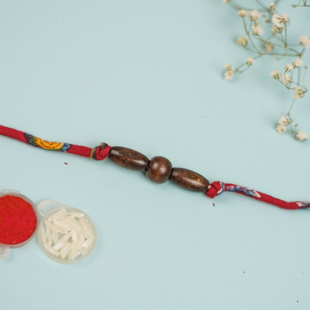 Handmade Beaded Wooden Rakhi For Brother