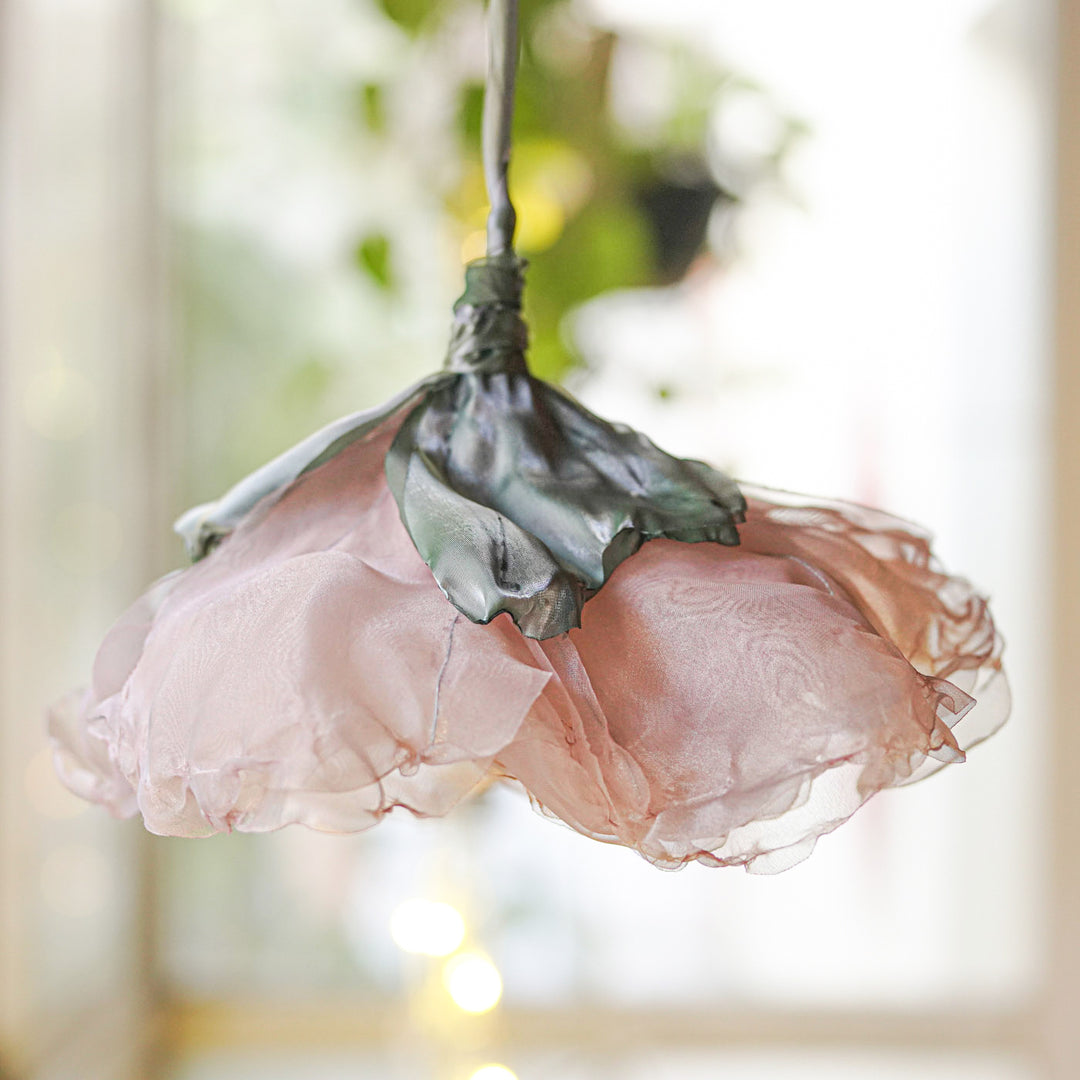 Elegant Organza Pink Flower Hanging Lamp | Premium Statement Lighting