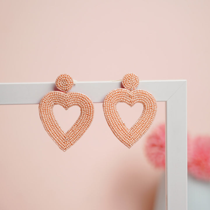 Hand Embroidered Hearty Heart Sequin Earrings