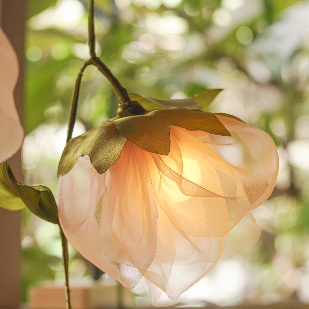 2.5m, 10 Bulbs | Handcrafted Pink Tissue Flower String Lights With Bulbs