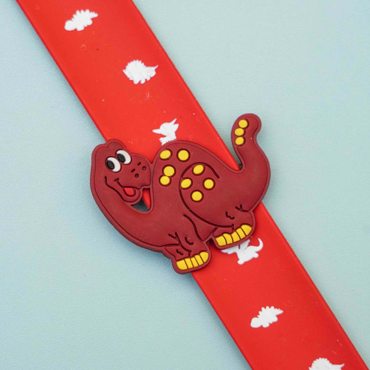 Handmade Dino Slap Band Kids Rakhi With Roli Chawal