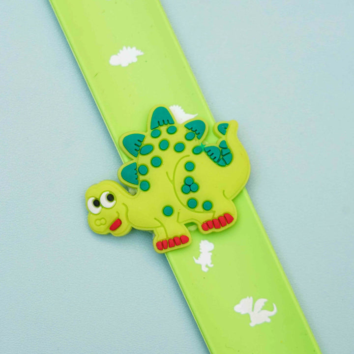 Handmade Dino Slap Band Kids Rakhi With Roli Chawal