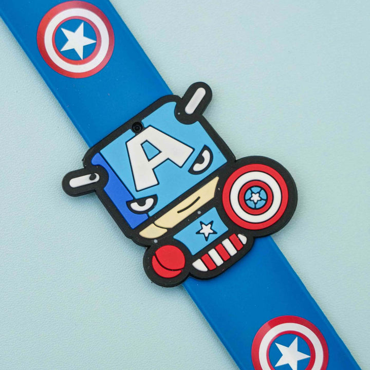 Handmade Captain America Slap Band Kids Rakhi With Roli Chawal