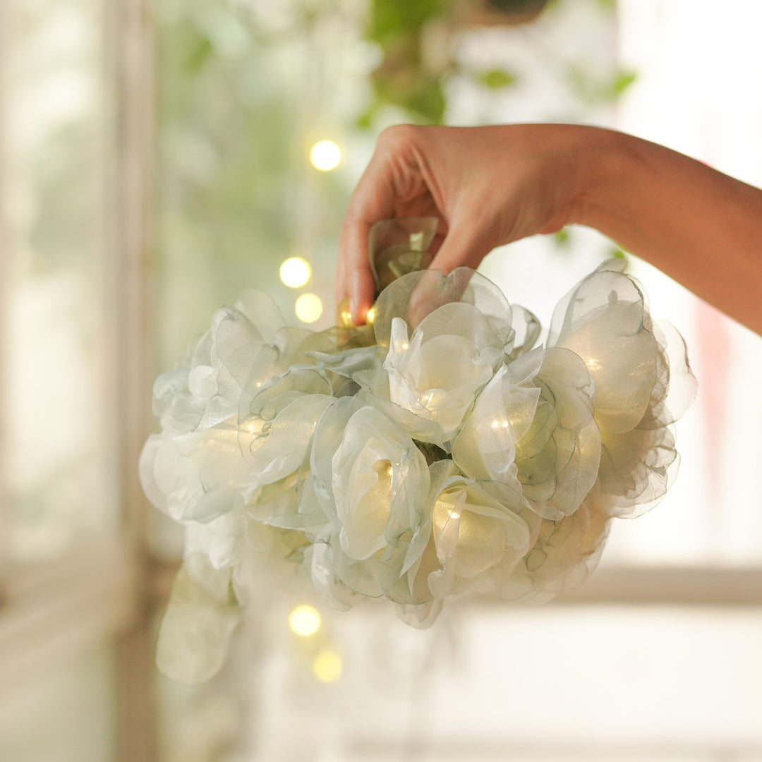 4.5m, 30 Bulbs | Handcrafted Blue Tissue Flower LED Fairy Lights