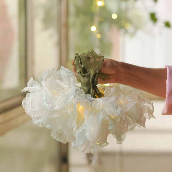 4.5m, 15 Bulbs | Handcrafted Blue Tissue Flower LED Fairy Lights