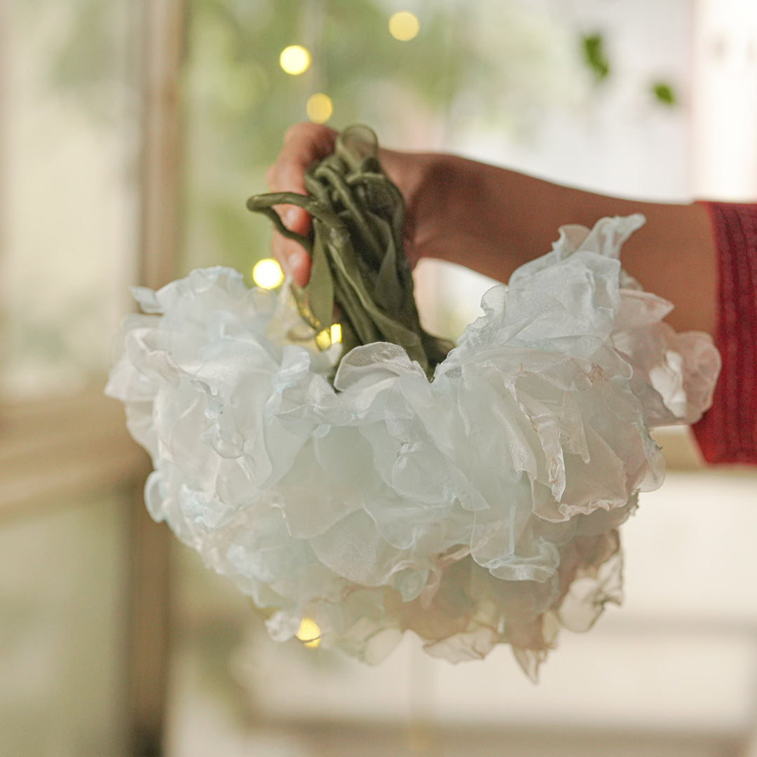 4.5m, 15 Bulbs | Handcrafted Blue Tissue Flower LED Fairy Lights