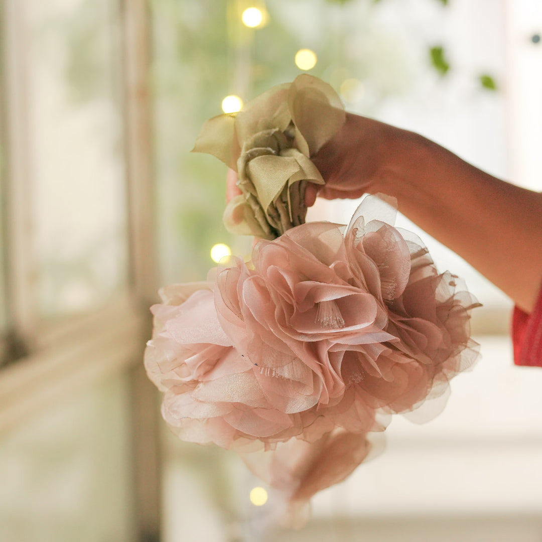 4.5m, 15 Bulbs | Handcrafted Pink Tissue Flower LED Fairy Lights