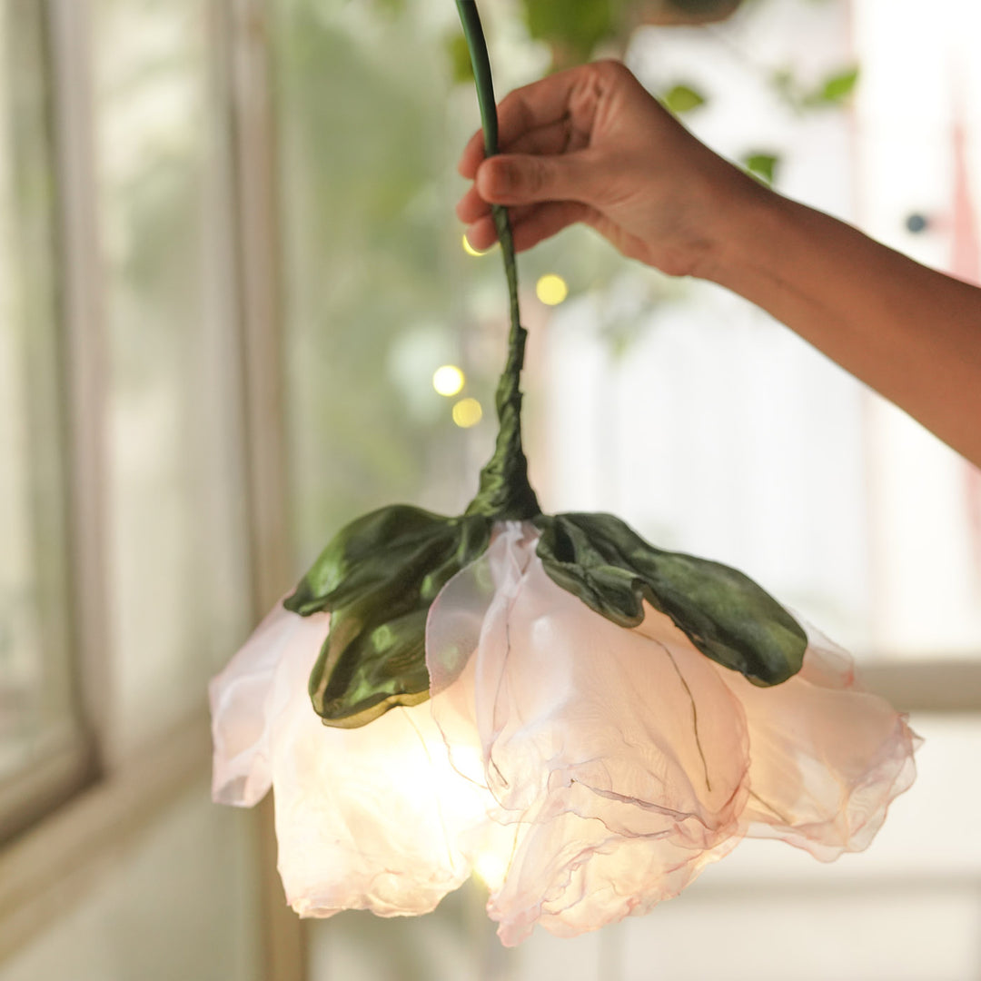 Elegant Organza White Flower Hanging Lamp | Premium Statement Lighting