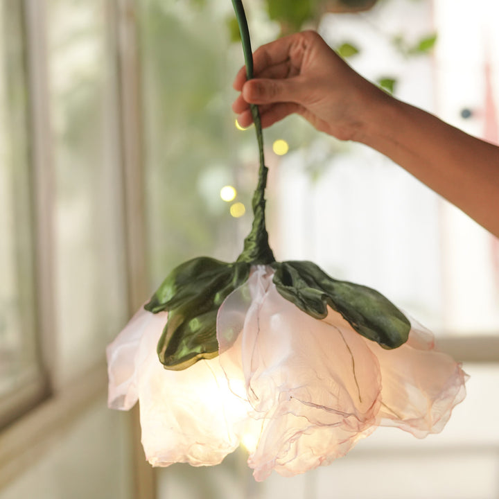 Elegant Organza White Flower Hanging Lamp | Premium Statement Lighting