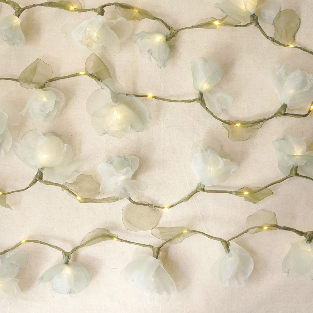 4.5m, 30 Bulbs | Handcrafted Blue Tissue Flower LED Fairy Lights