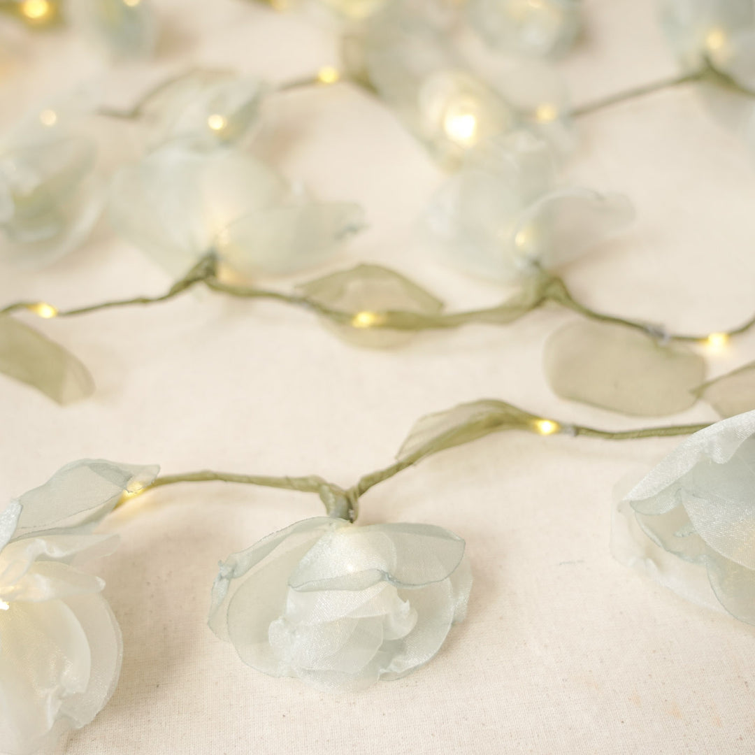 4.5m, 30 Bulbs | Handcrafted Blue Tissue Flower LED Fairy Lights