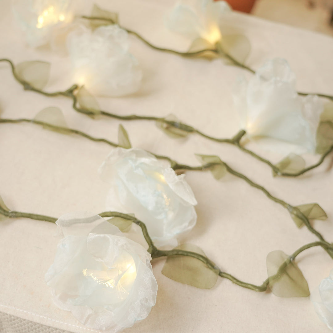 4.5m, 15 Bulbs | Handcrafted Blue Tissue Flower LED Fairy Lights