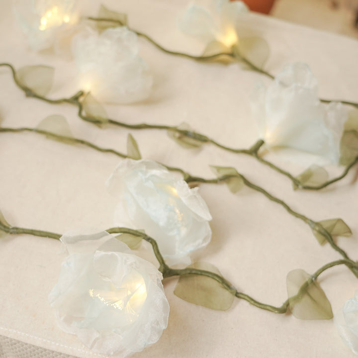 4.5m, 15 Bulbs | Handcrafted Blue Tissue Flower LED Fairy Lights