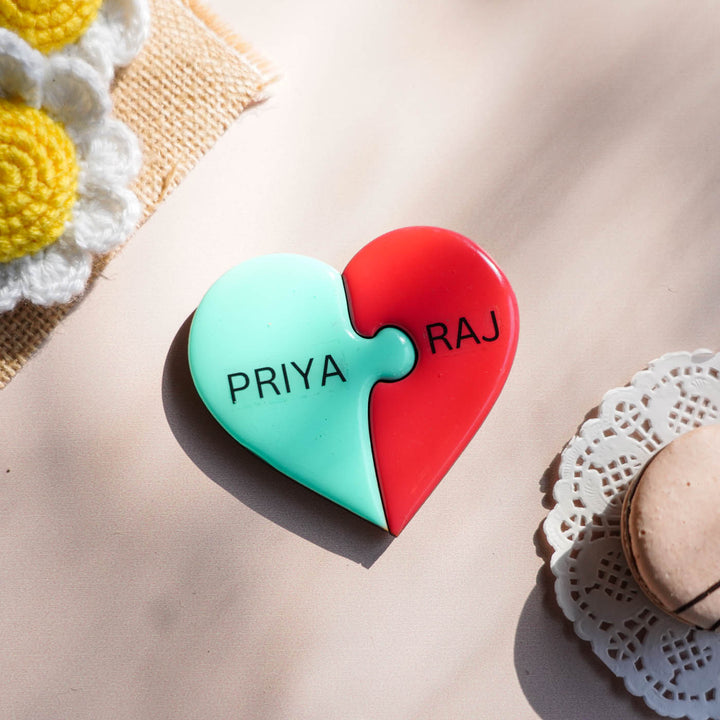 Puzzle Heart-Shaped Resin Fridge Magnet