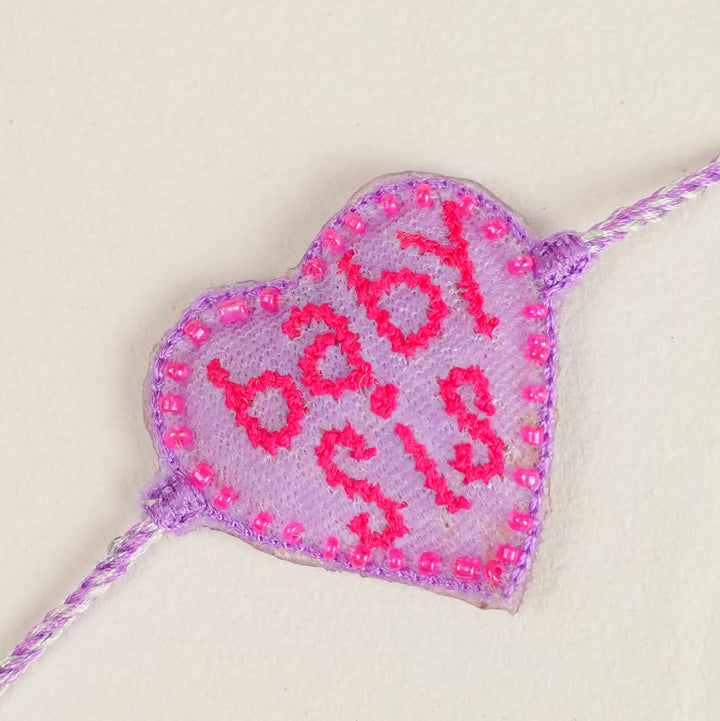 Handmade Beaded Baby Sis Theme Rakhi With Roli Chawal For Sister