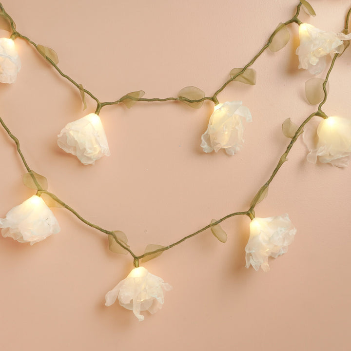 4.5m, 15 Bulbs | Handcrafted Blue Tissue Flower LED Fairy Lights