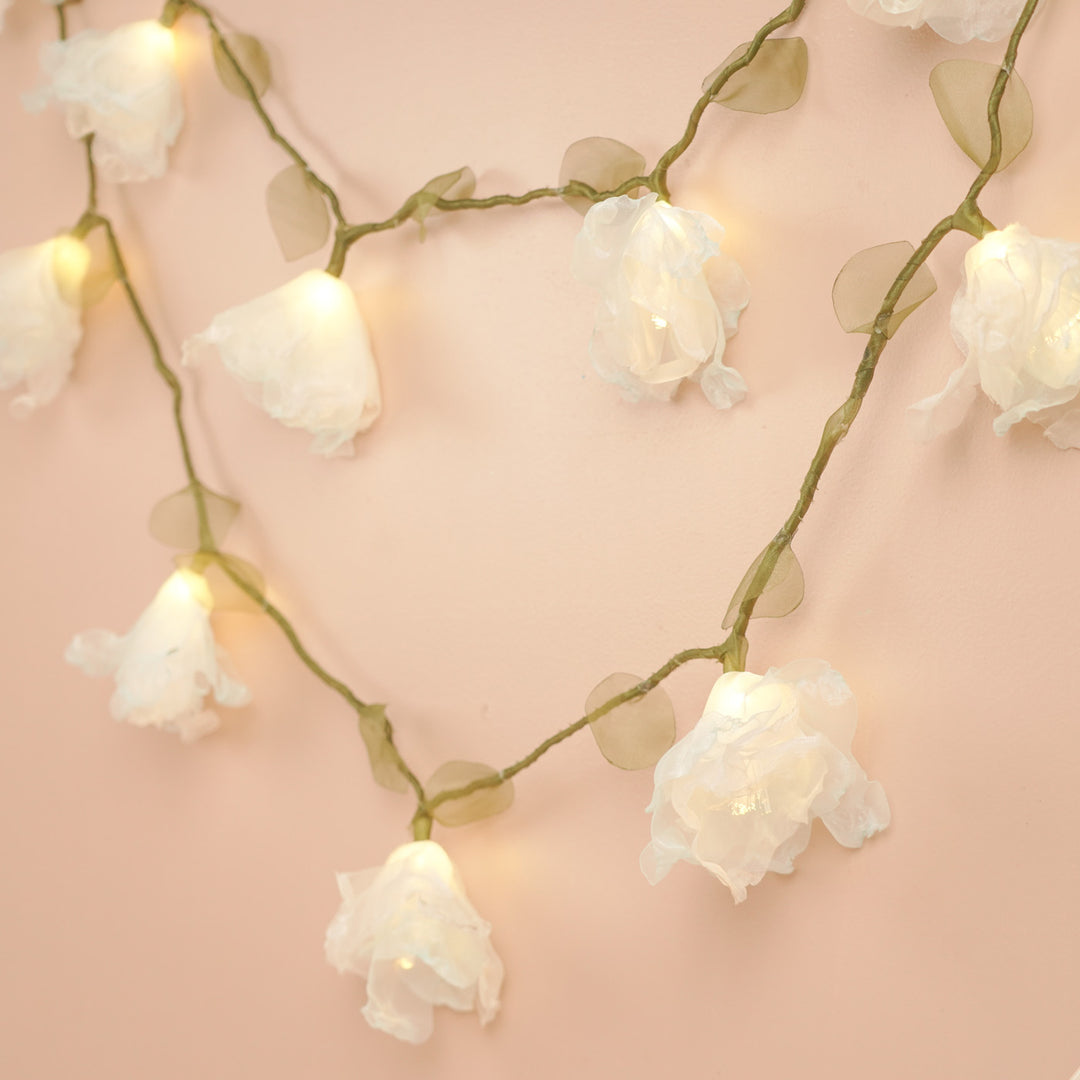 4.5m, 15 Bulbs | Handcrafted Blue Tissue Flower LED Fairy Lights