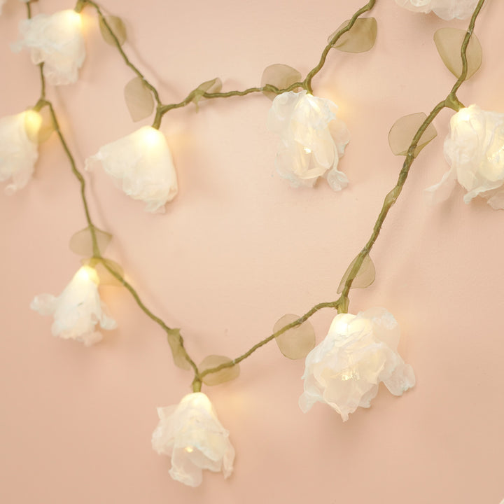 4.5m, 15 Bulbs | Handcrafted Blue Tissue Flower LED Fairy Lights