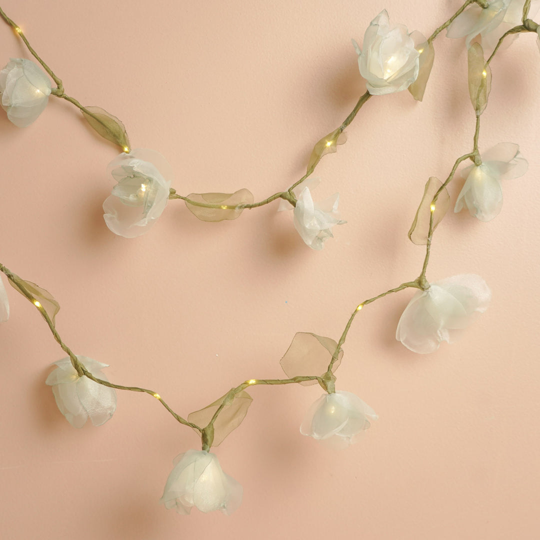 4.5m, 30 Bulbs | Handcrafted Blue Tissue Flower LED Fairy Lights