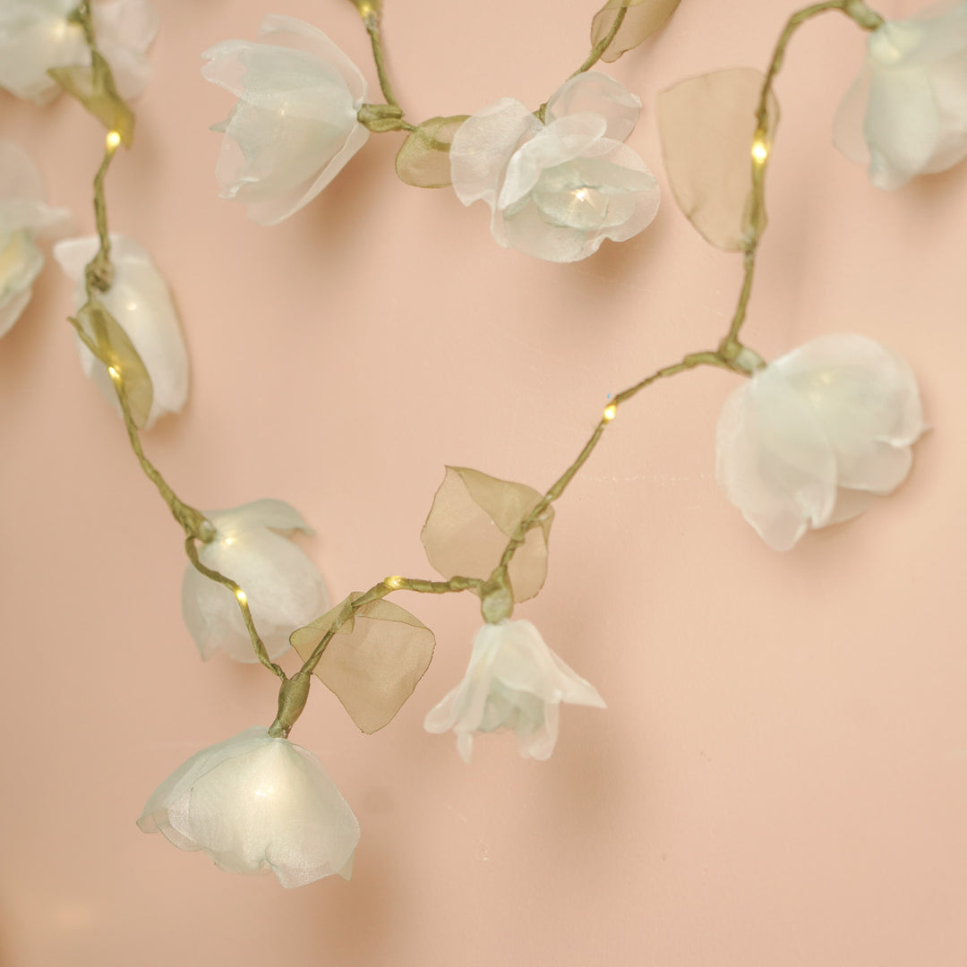 4.5m, 30 Bulbs | Handcrafted Blue Tissue Flower LED Fairy Lights