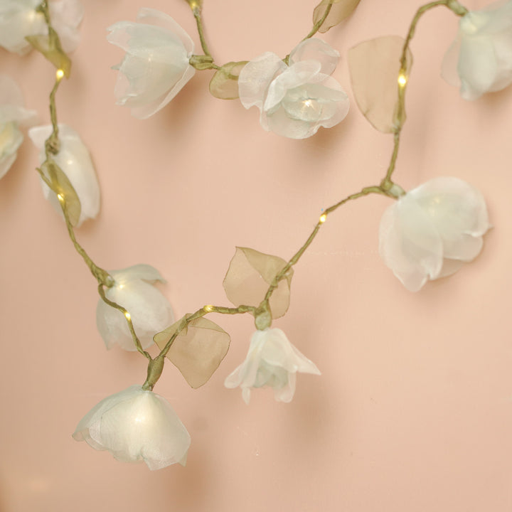 4.5m, 30 Bulbs | Handcrafted Blue Tissue Flower LED Fairy Lights