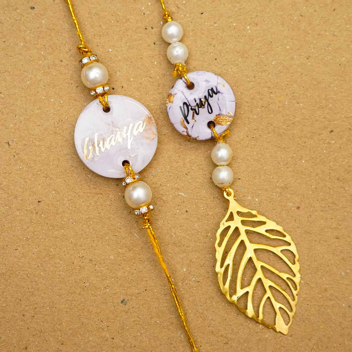 Personalized Handmade Lavendar Resin Bhaiya Bhabhi Rakhi With Roli Chawal | Set of 2