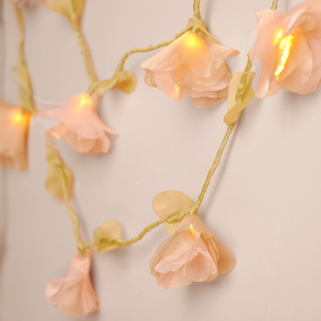 4.5m, 15 Bulbs | Handcrafted Pink Tissue Flower LED Fairy Lights