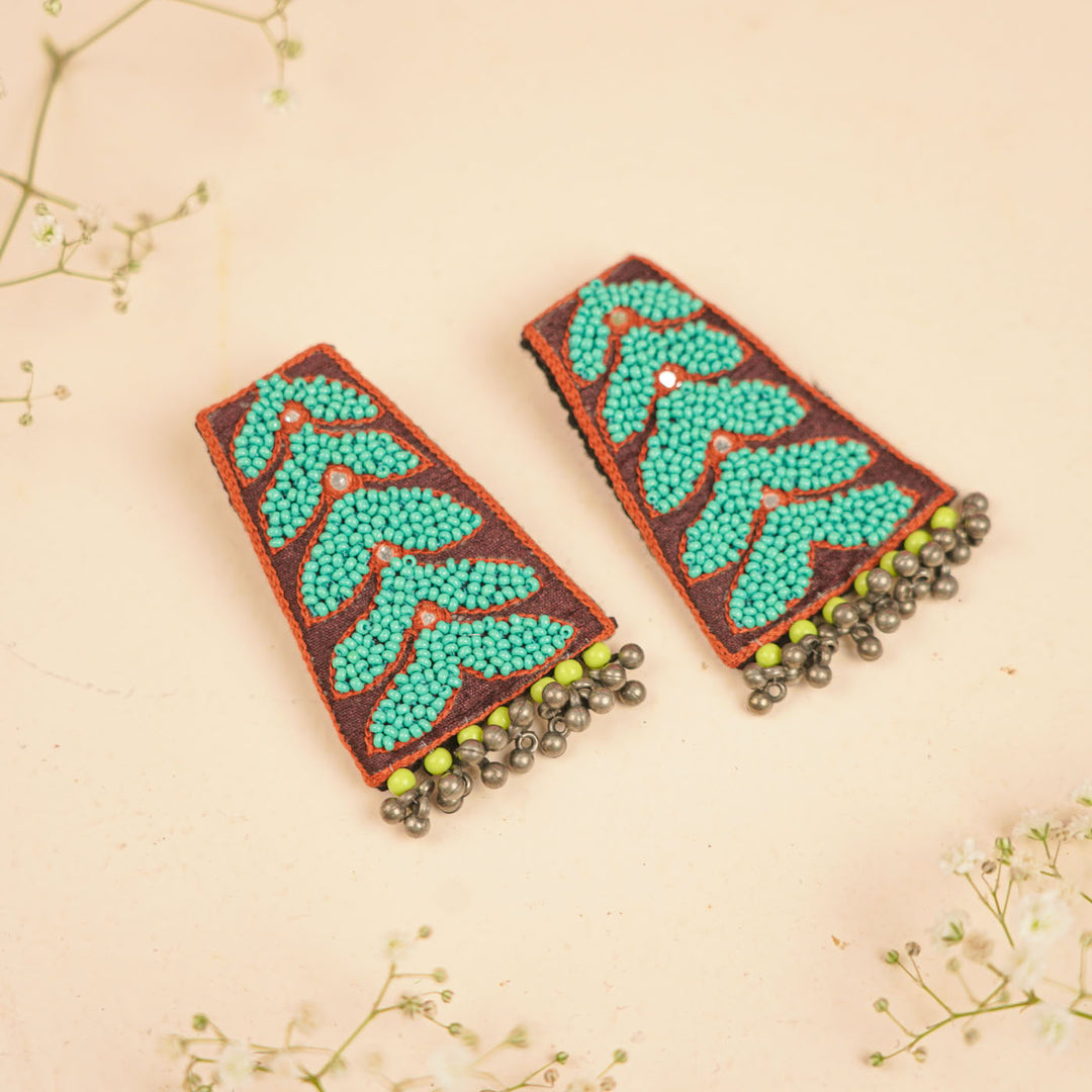 Handmade Mirror Work & Beads Ghungroo Earrings