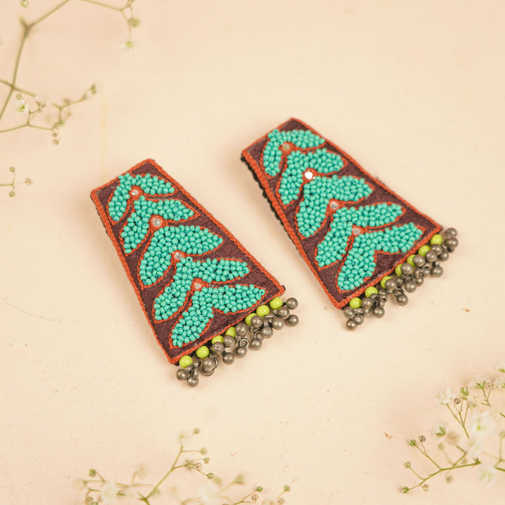 Handmade Mirror Work & Beads Ghungroo Earrings