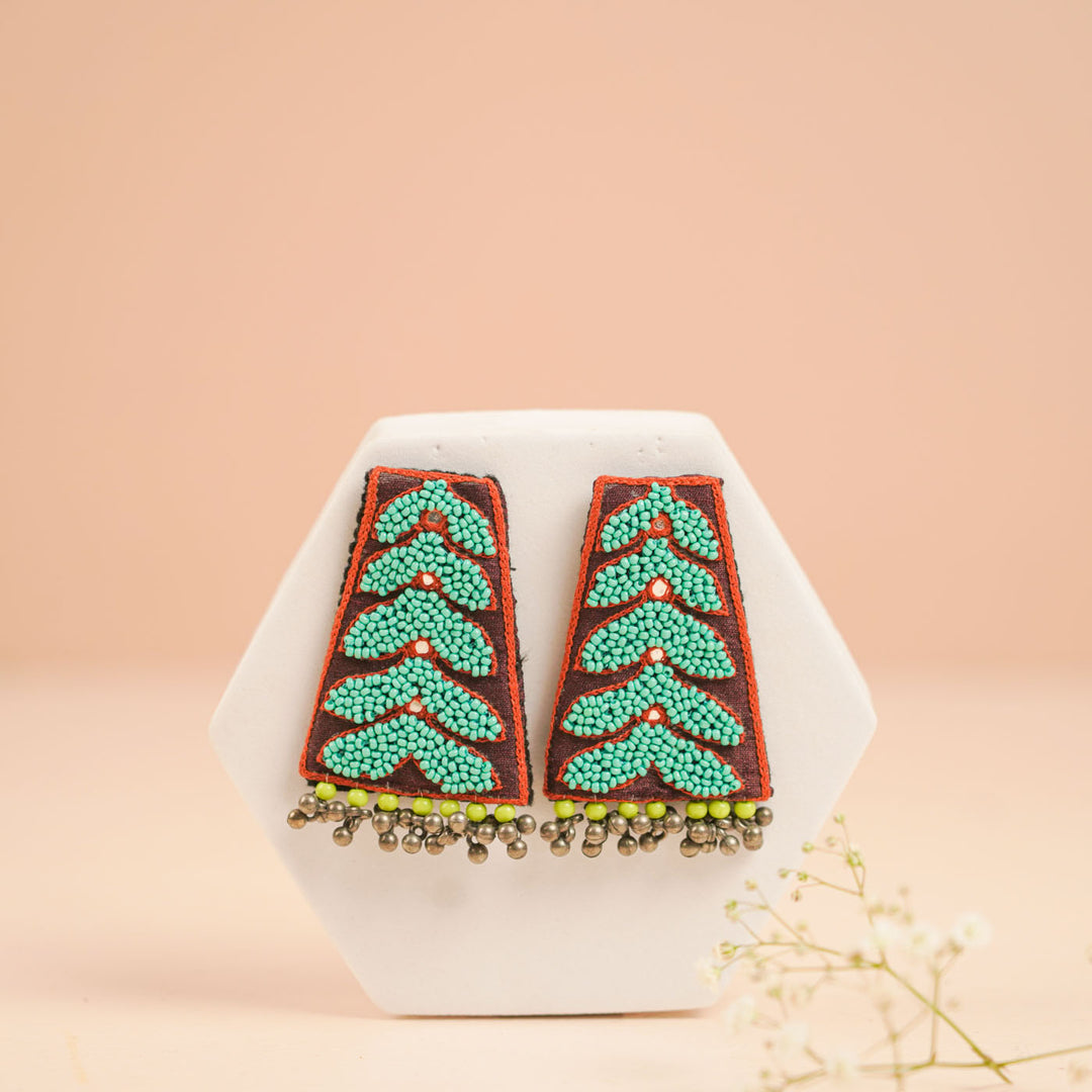 Handmade Mirror Work & Beads Ghungroo Earrings