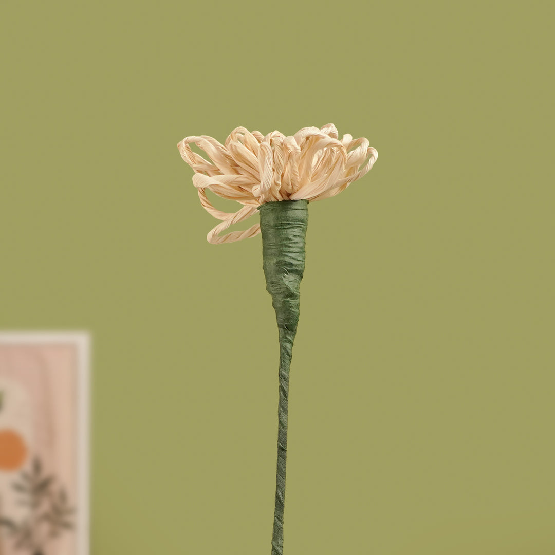 1 Pc | Handmade Eco-friendly Corn Husk Ring Rose Design Flower Stick