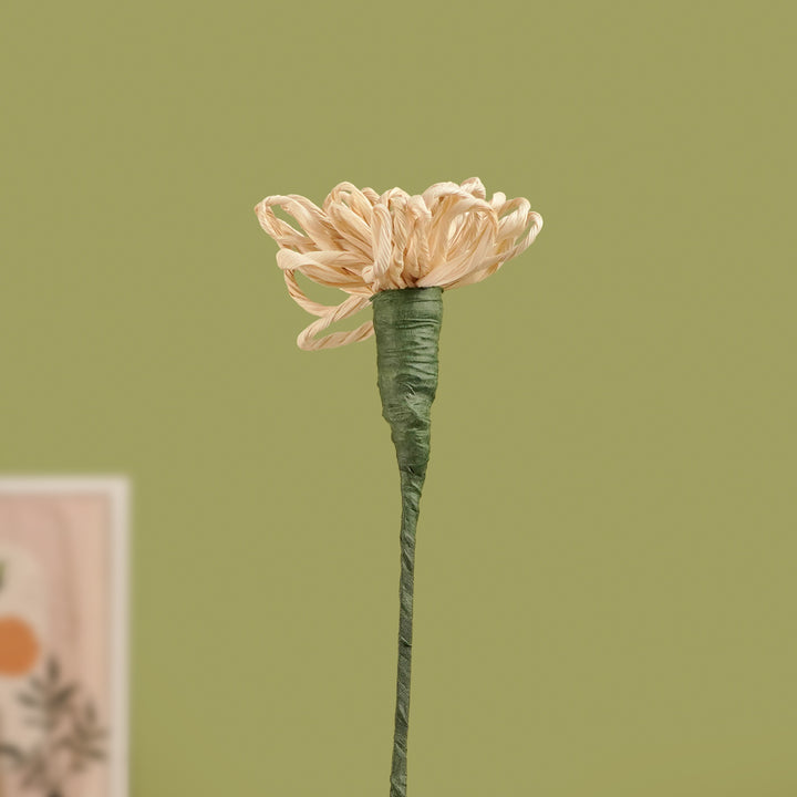1 Pc | Handmade Eco-friendly Corn Husk Ring Rose Design Flower Stick