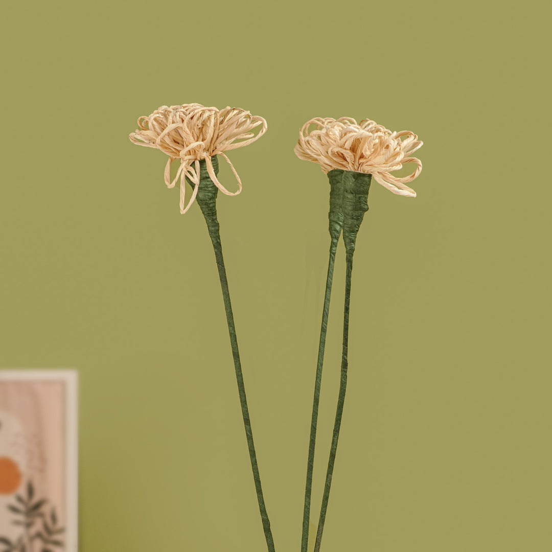 1 Pc | Handmade Eco-friendly Corn Husk Ring Rose Design Flower Stick