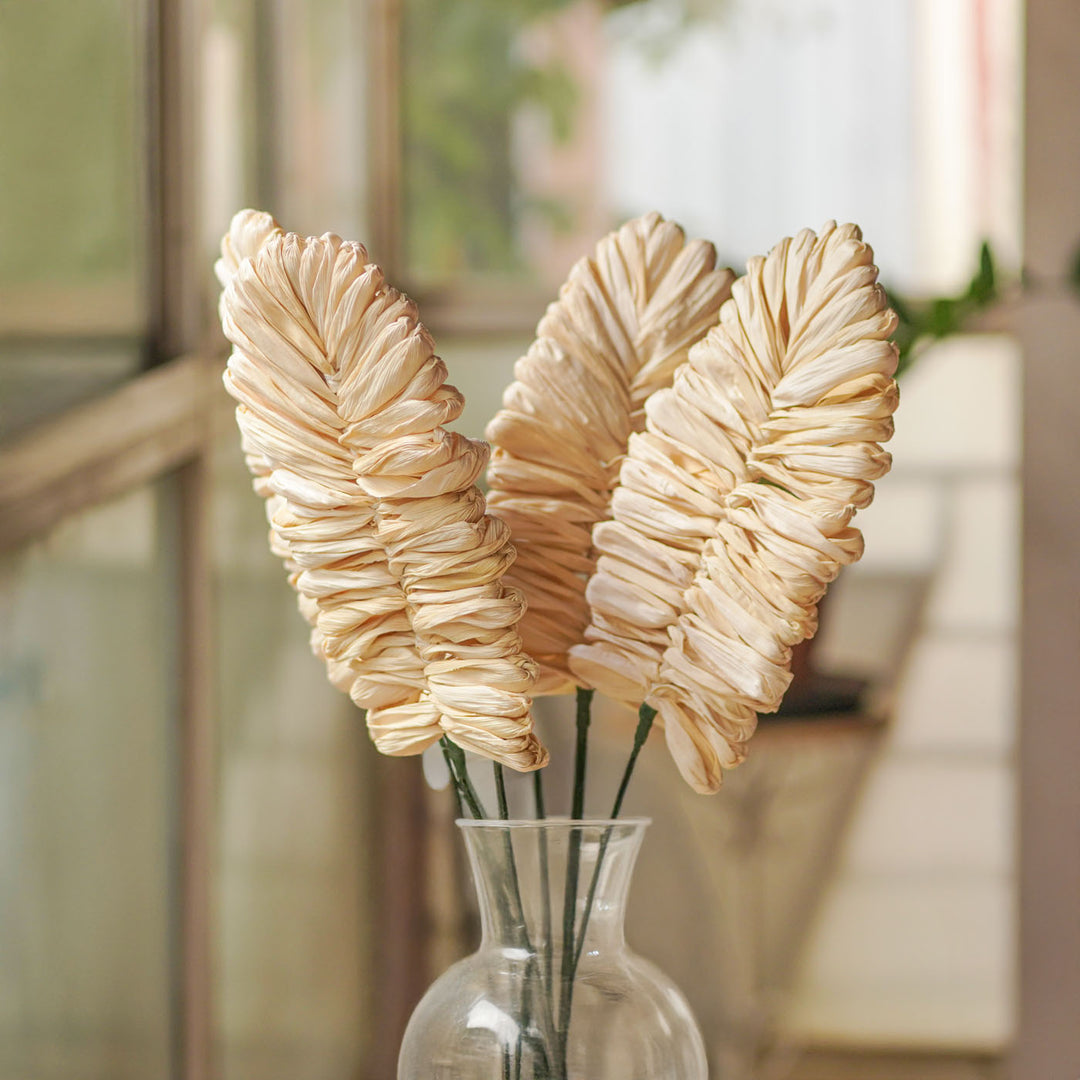 1 Pc | Handmade Eco-friendly Corn Husk Big Peacock Feather Stick