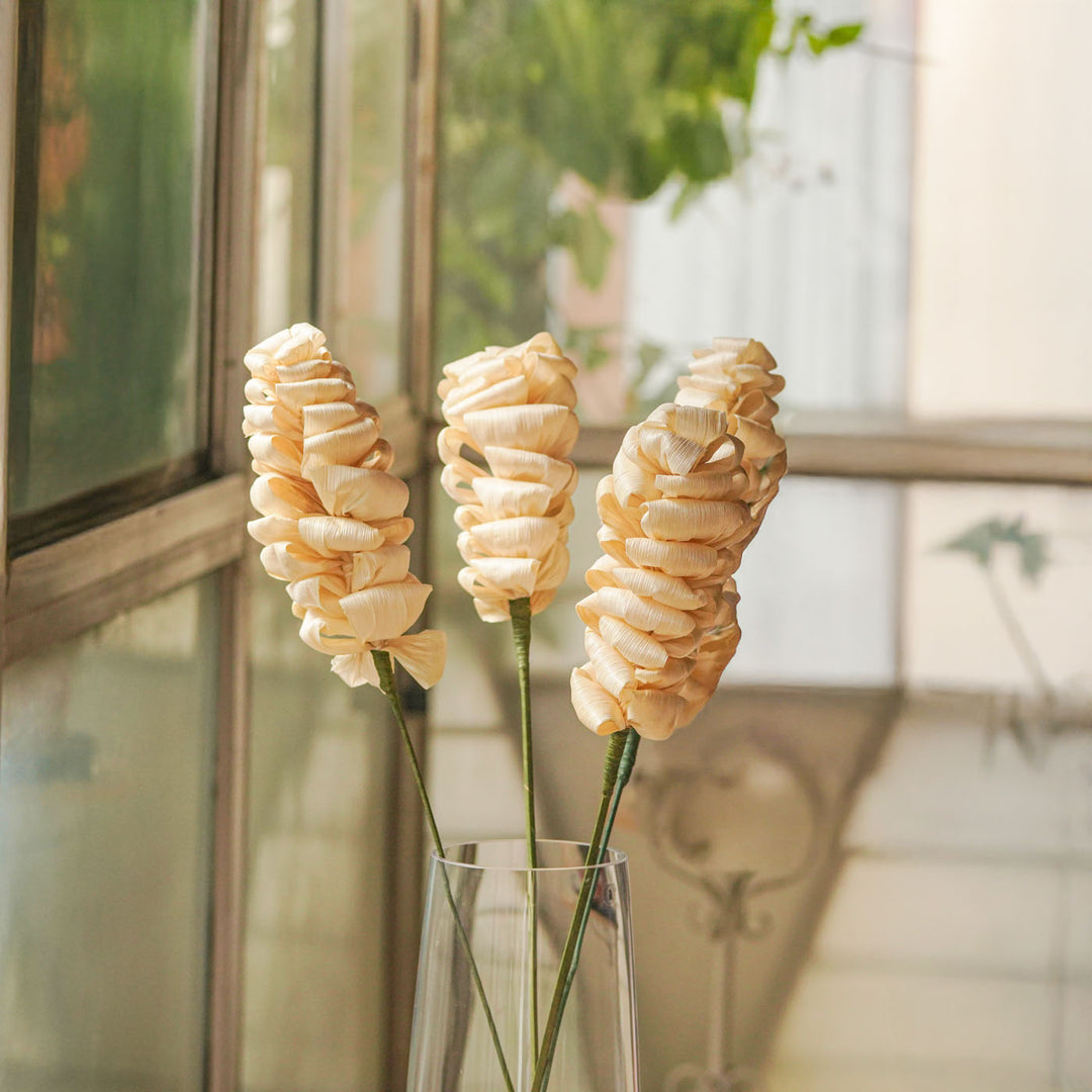 1 Pc | Handmade Cotton Candy Design Corn Husk Flower Stick