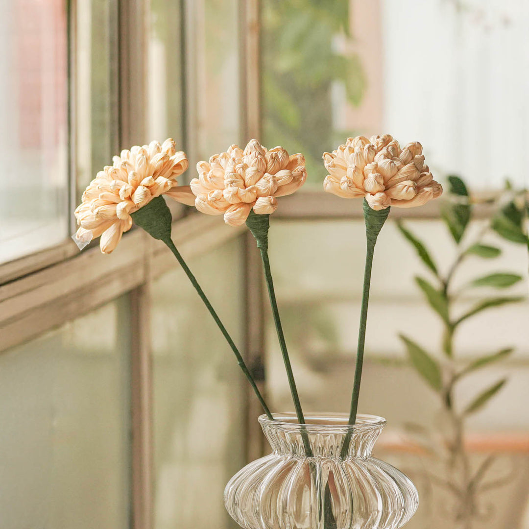 1 Pc | Handmade Daisy Bloom Corn Husk Flower Stick