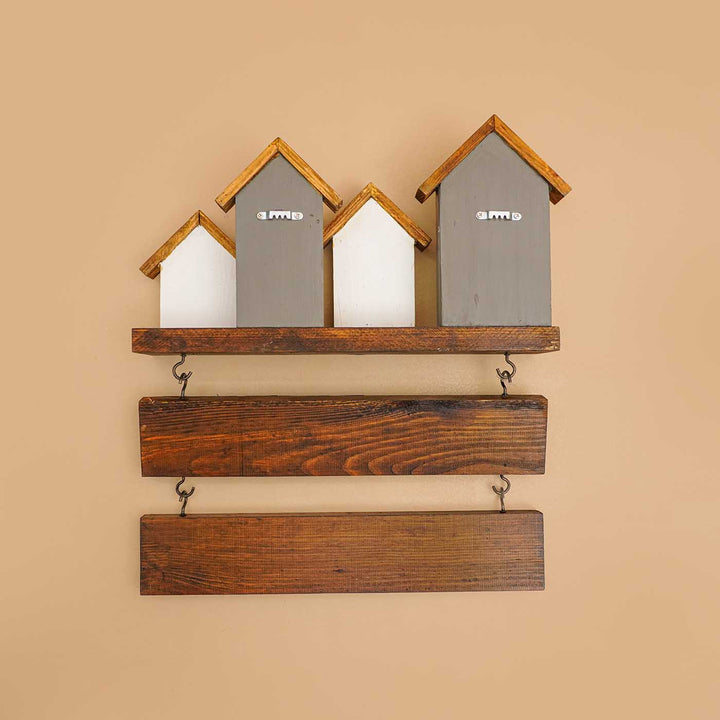 Personalized Grey & White Miniature House Wooden Name Plate