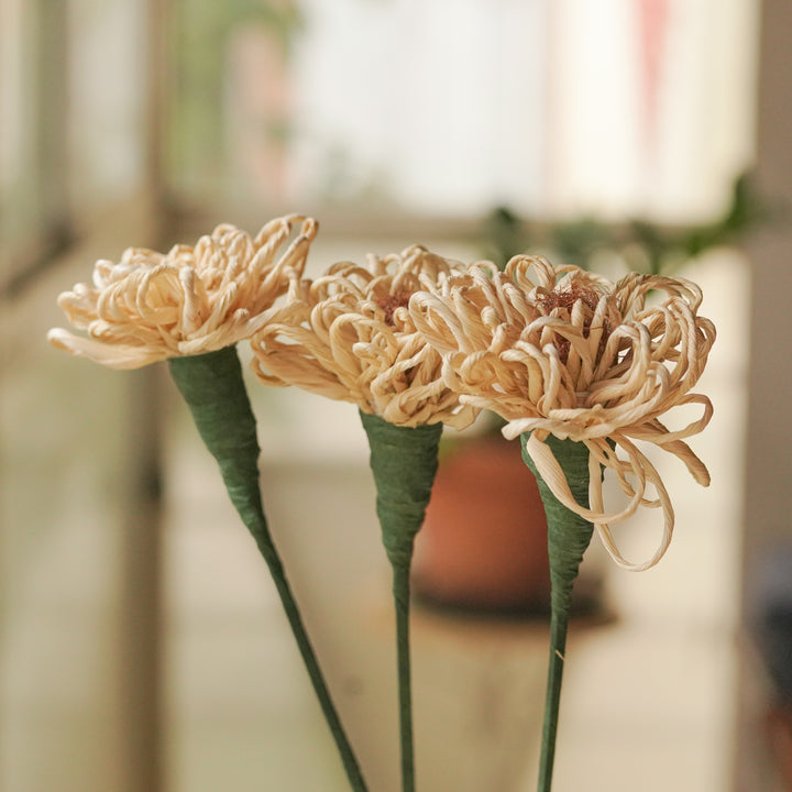 1 Pc | Handmade Eco-friendly Corn Husk Ring Rose Design Flower Stick