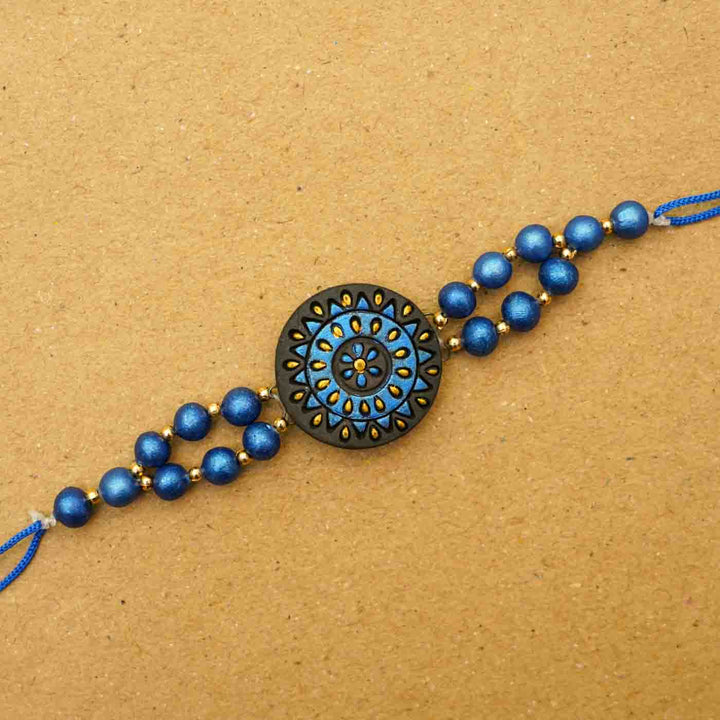 Handmade Ecofriendly Round Terracotta Rakhi With Roli Chawal