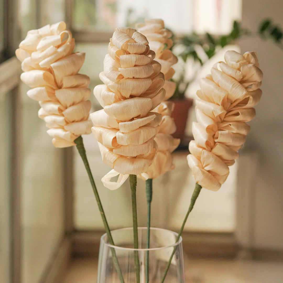 1 Pc | Handmade Cotton Candy Design Corn Husk Flower Stick