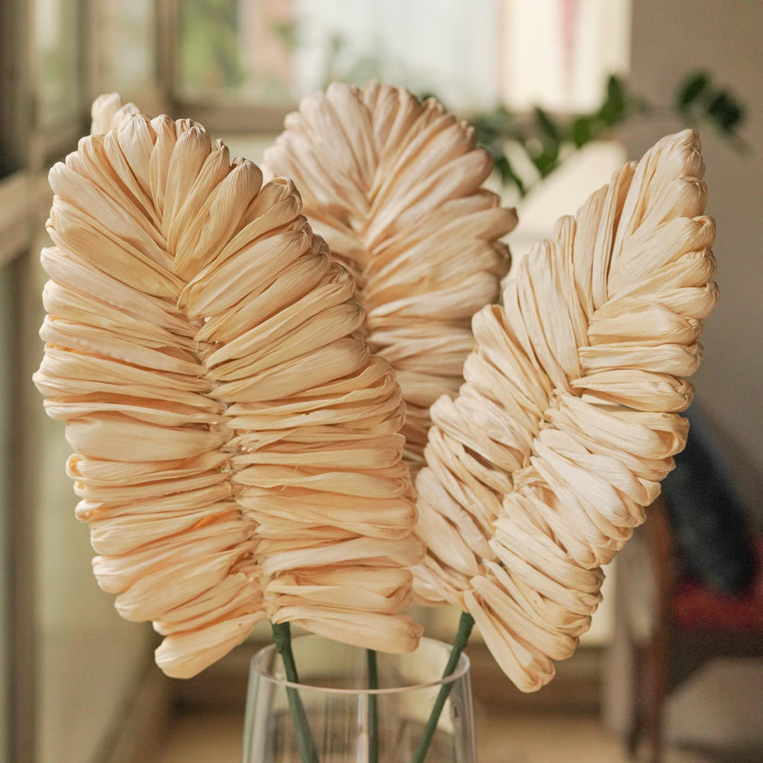 1 Pc | Handmade Eco-friendly Corn Husk Big Peacock Feather Stick