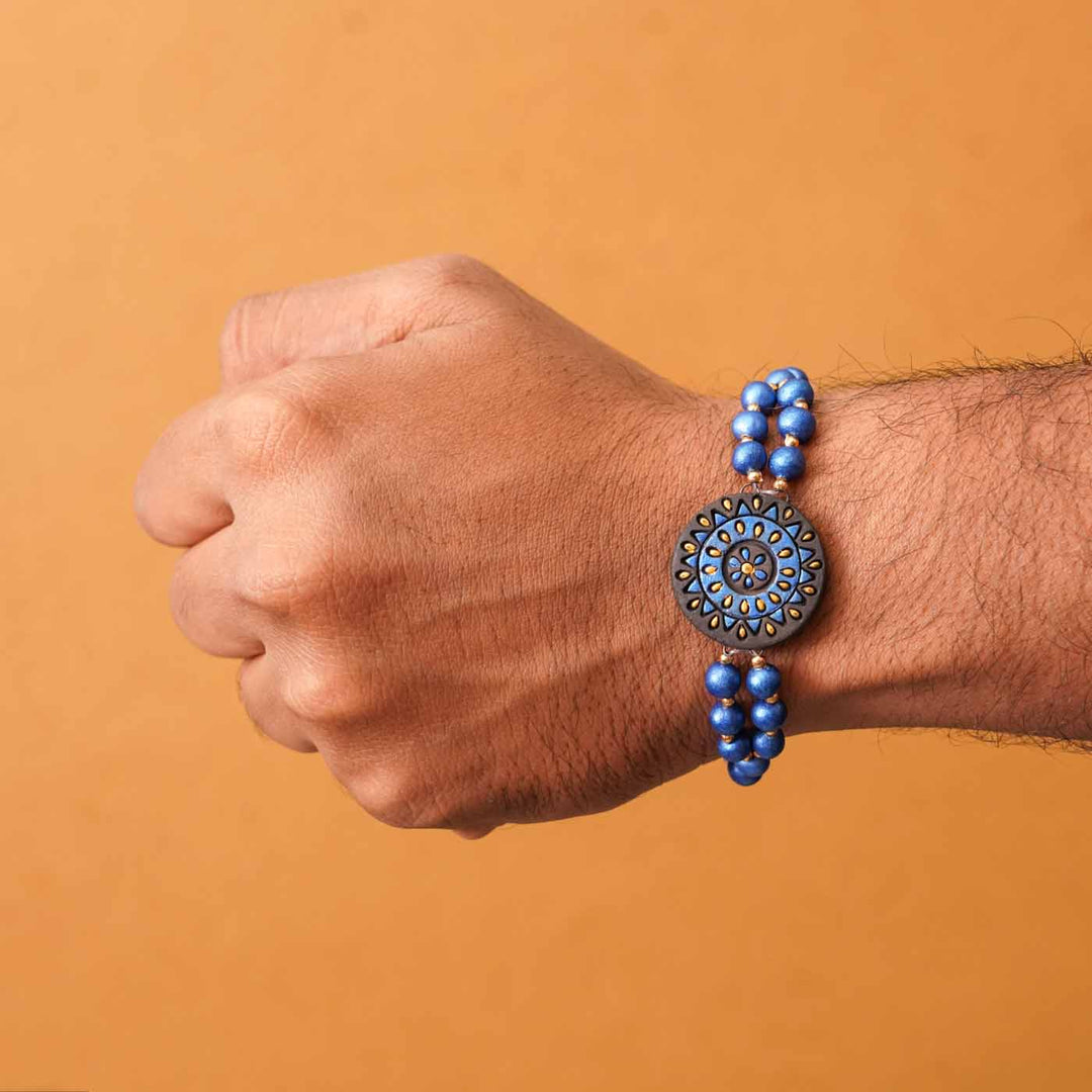 Handmade Ecofriendly Round Terracotta Rakhi With Roli Chawal