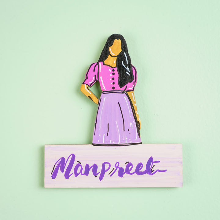 Personalized Hand-painted Cute Girl Theme MDF Wood Fridge Magnet