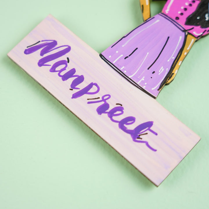 Personalized Hand-painted Cute Girl Theme MDF Wood Fridge Magnet