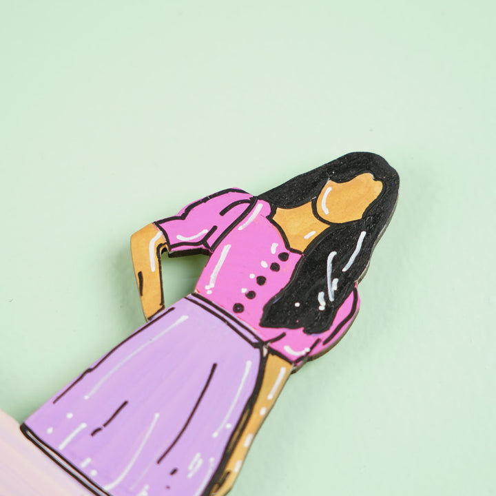 Personalized Hand-painted Cute Girl Theme MDF Wood Fridge Magnet