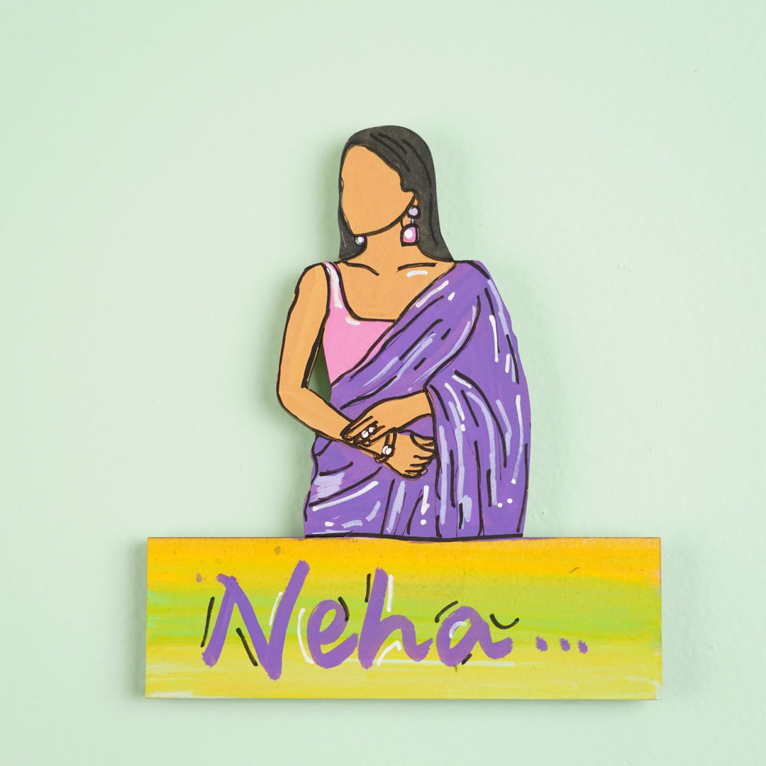 Personalized Hand-painted Ethnic Love Theme MDF Wood Fridge Magnet