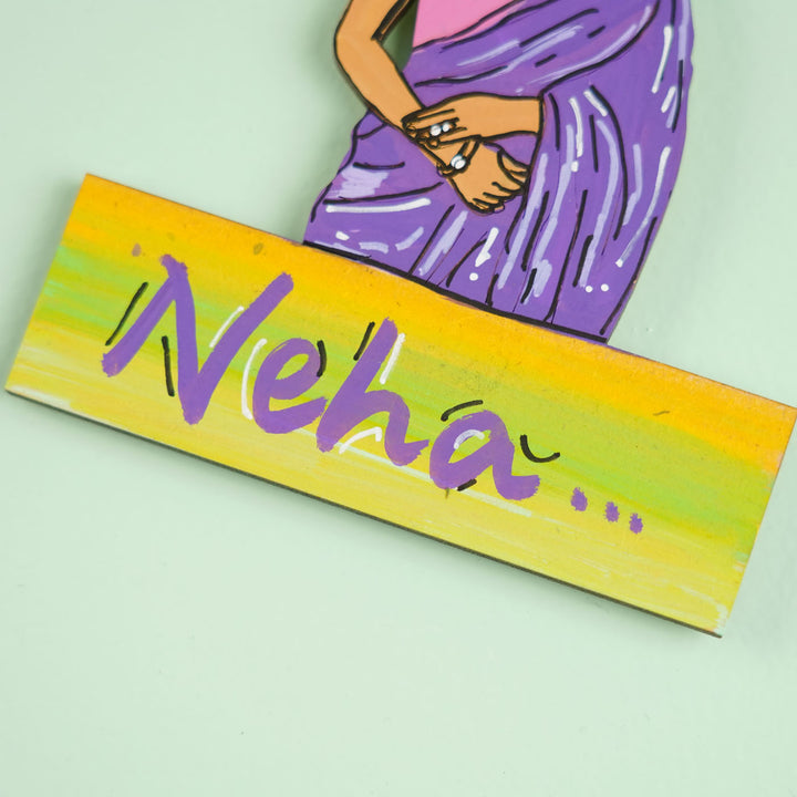 Personalized Hand-painted Ethnic Love Theme MDF Wood Fridge Magnet