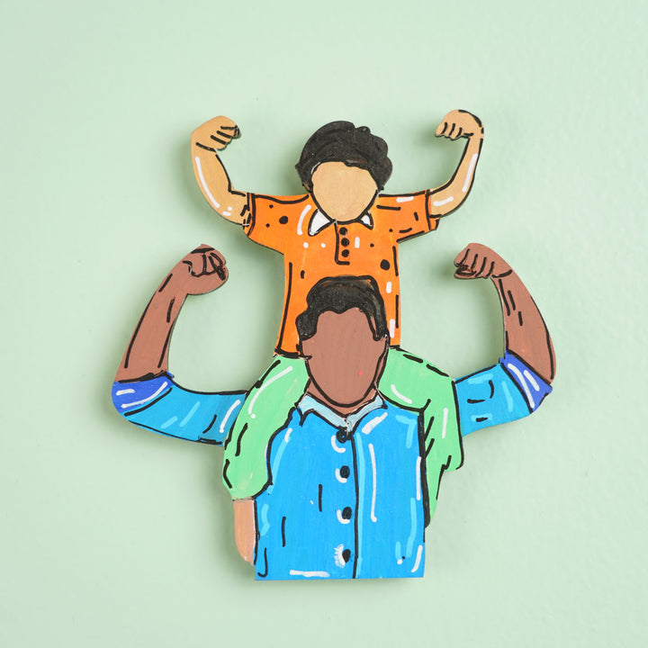 Personalized Cute Dad & Son Theme MDF Wood Fridge Magnet For Fathers