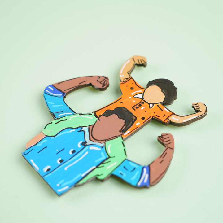 Personalized Cute Dad & Son Theme MDF Wood Fridge Magnet For Fathers